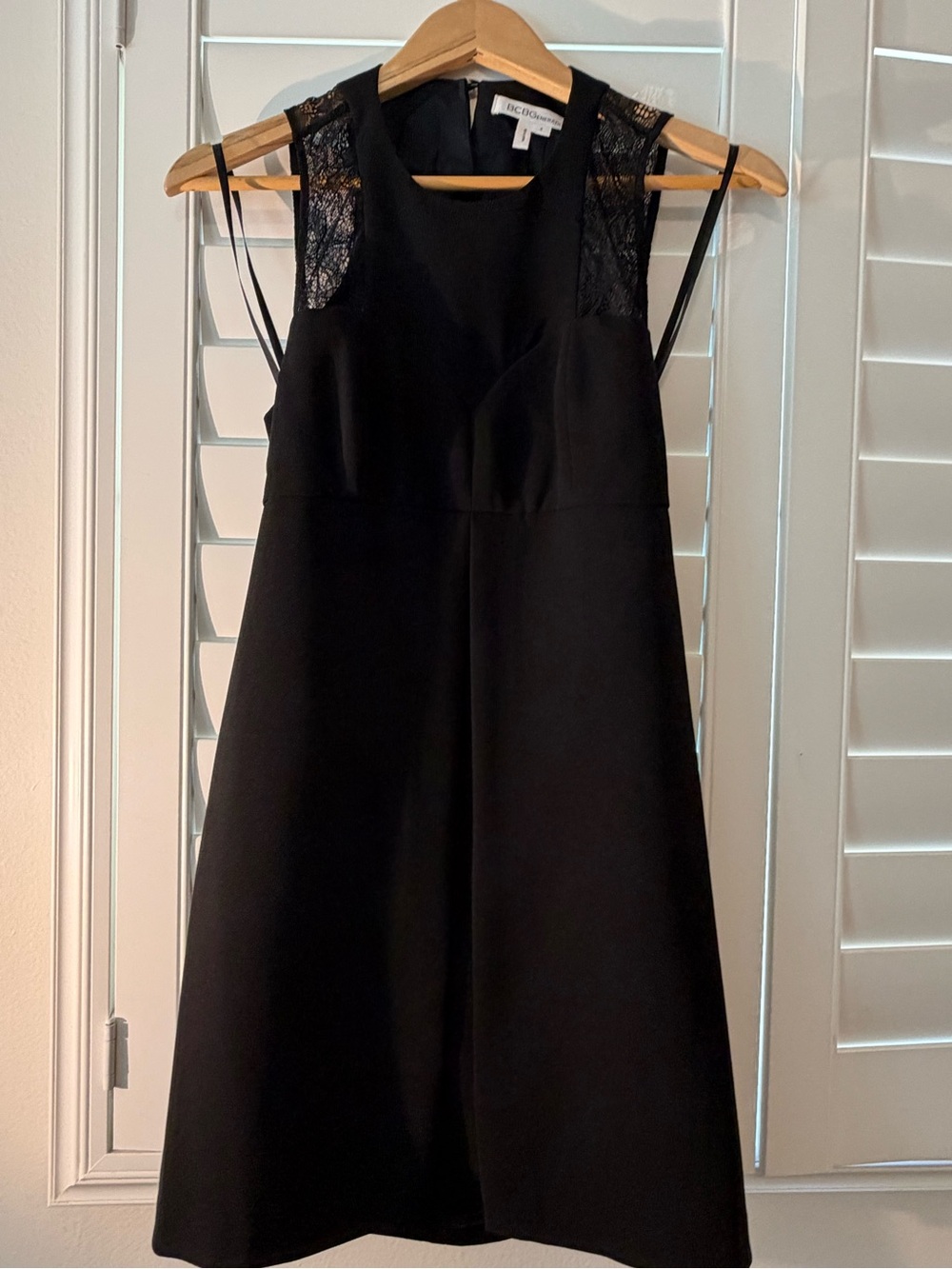 BCBGeneration Black Lace-Shoulder Cocktail Dress